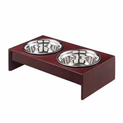 Elegant Home Fashions 4 inch Mahogany Home Style Pet Feeder with 2 Bowls One Size (OOAK-920)
