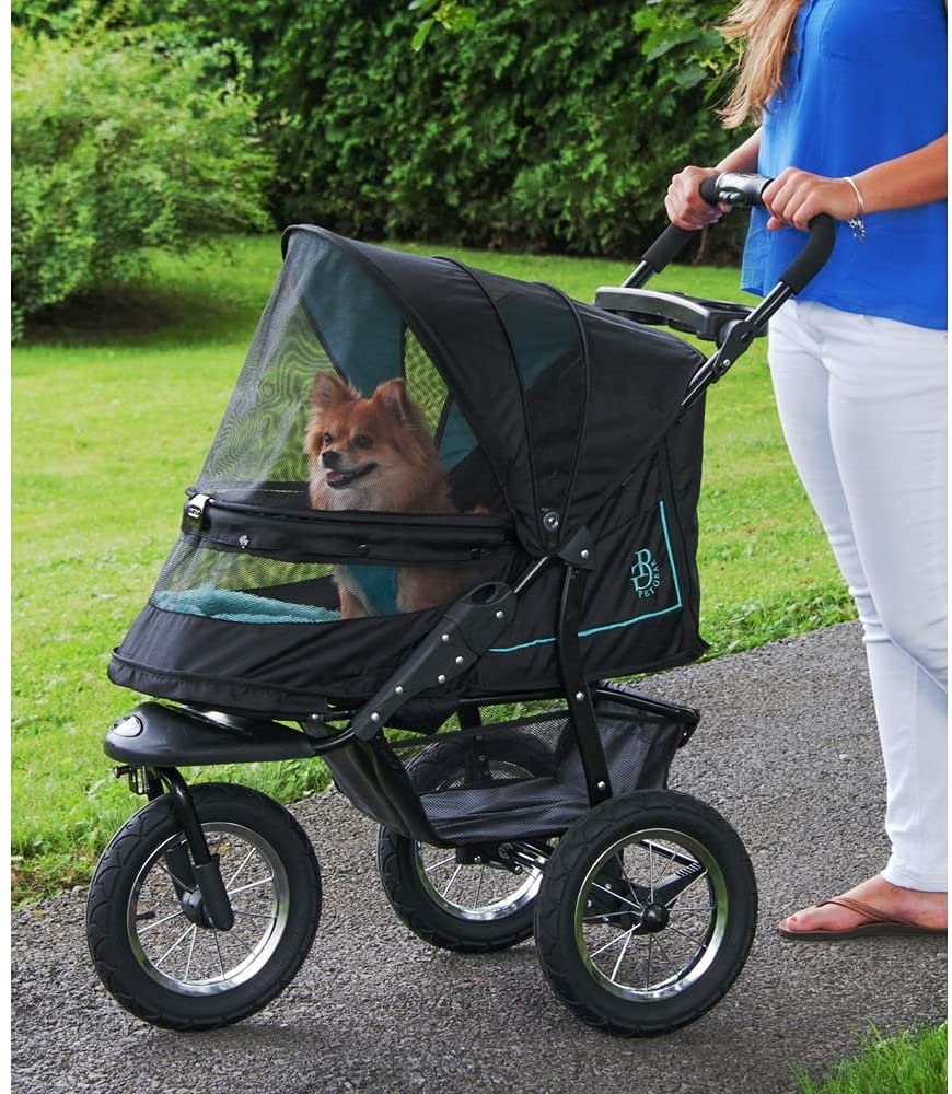 Pet gear No-Zip NV Pet Stroller for catsDogs Zipperless Entry Easy One-Hand Fold gel-Filled Tires Plush Pad + Weather cover Incl