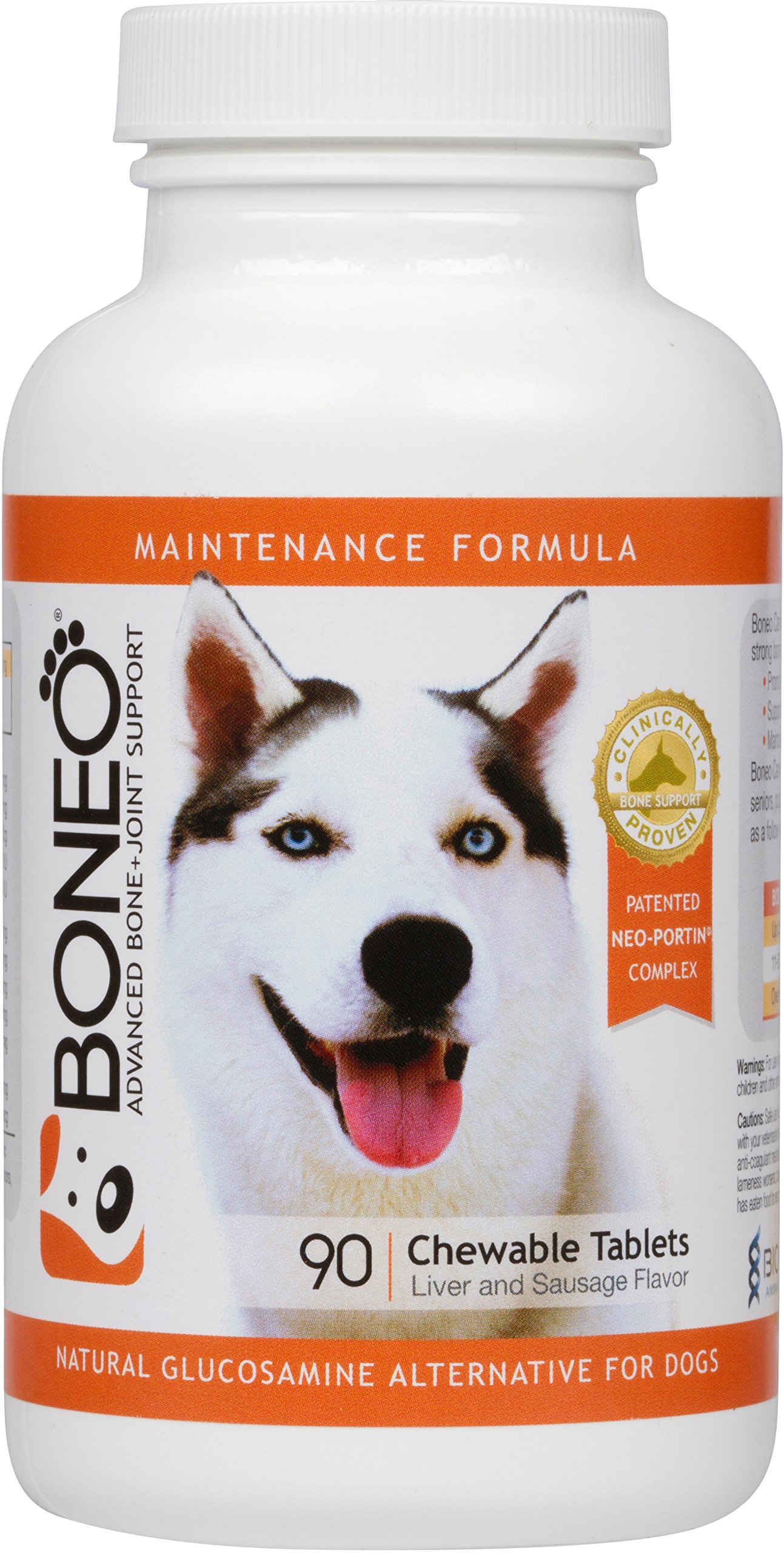 Boneo canine Maintenance Formula- Patented Bone And Joint Supplement For Dogs- 90 ct chewable Tablets Liver And Sausage Flavor