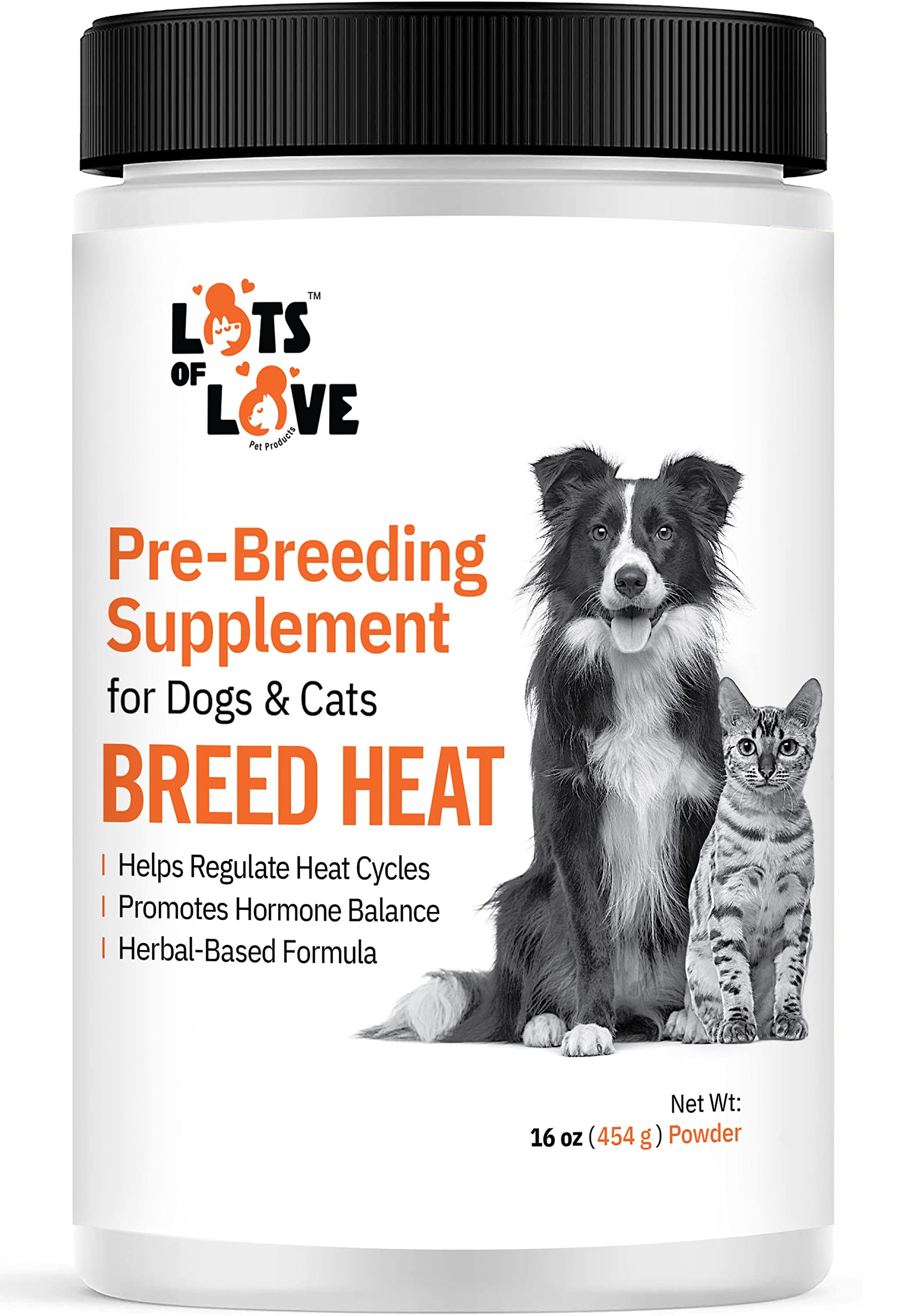 LOTS OF LOVE PET PRO Breed Heat - Breeding & Reproductive Supplement for Dogs & cats (Formerly Thomas Labs Same Product) - 16 oz Powder