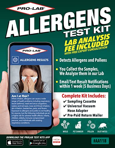 Prolab PRO-LAB DIY Allergen Test Kit - Test for Mold Pet Dander Pollen & Dust Mites. AIHA Accredited Lab Analysis Lab Fees Expert consu