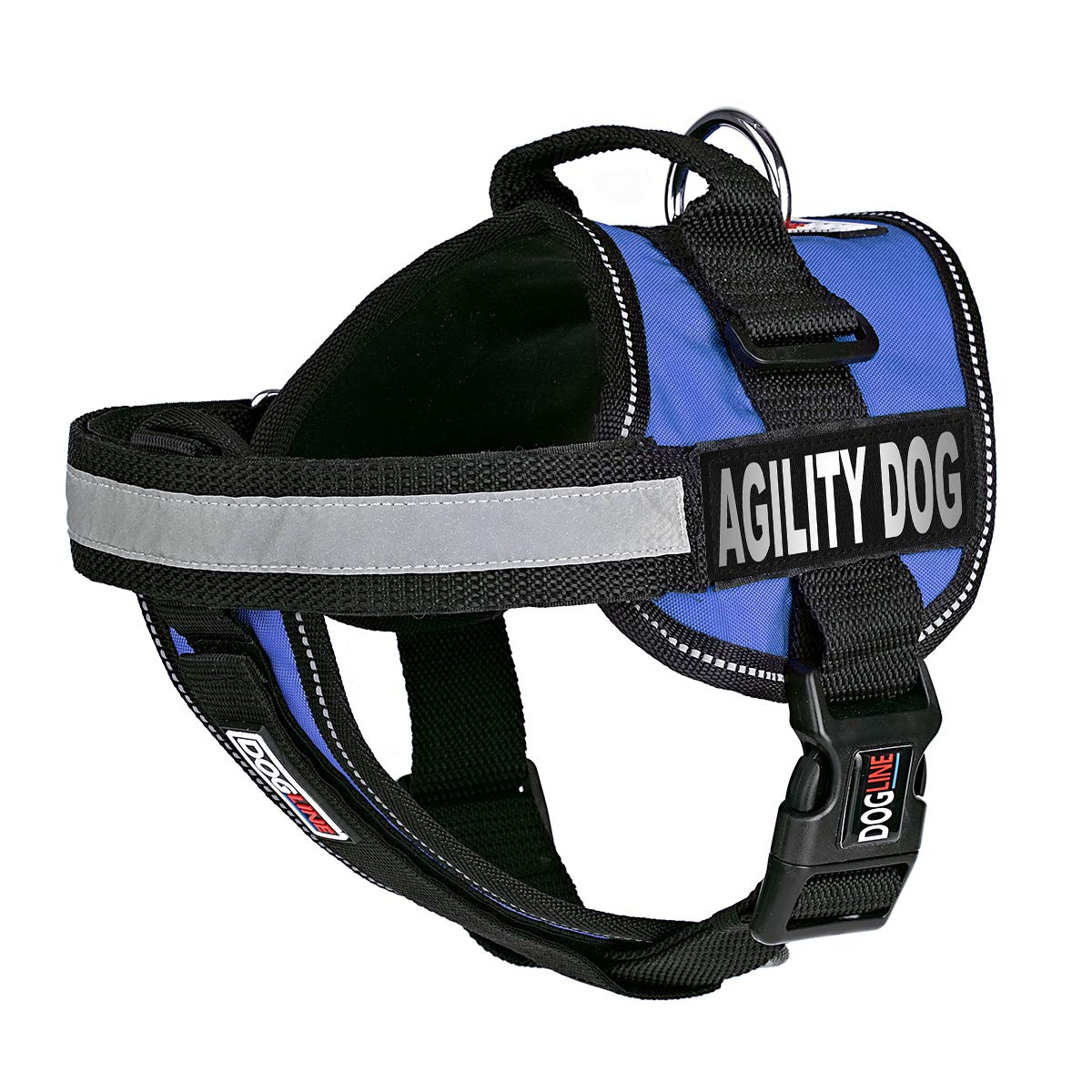Dogline Unimax Multi-Purpose Vest Harness for Dogs and 2 Removable Agility Dog Patches, X-Large, Blue