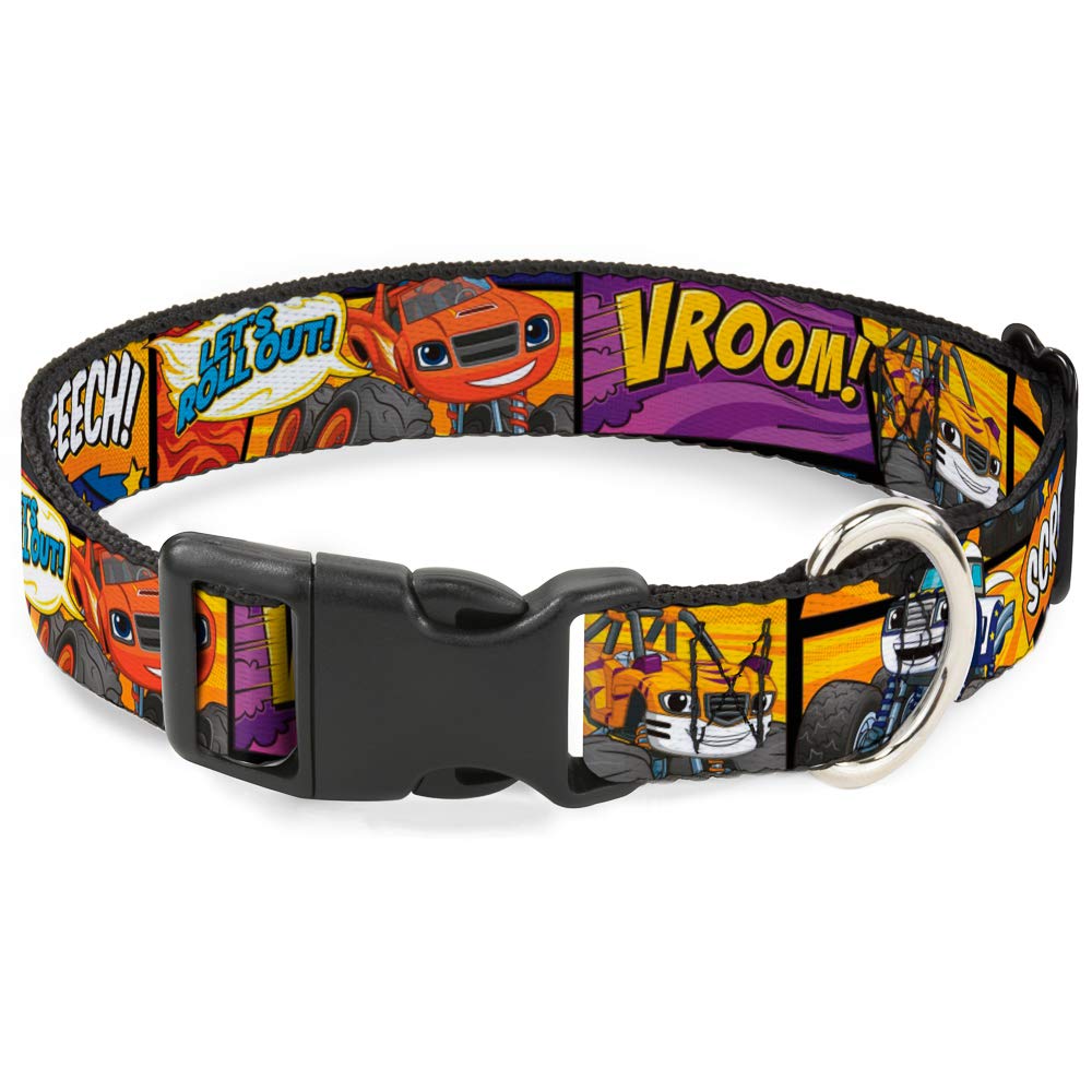 Buckle-Down Dog collar Plastic clip 3 Monster Machine Scene Blocks Quotes 18 to 32 Inches 1.5 Inch Wide