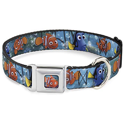 Buckle-Down Dog collar Seatbelt Buckle Nemo Dory Poses 16 to 23 Inches 1.5 Inch Wide