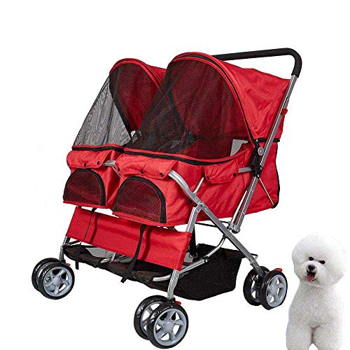 KARMAS PRODUcT Double Pet Stroller Wheels Large Strollers for Dogs cover Red