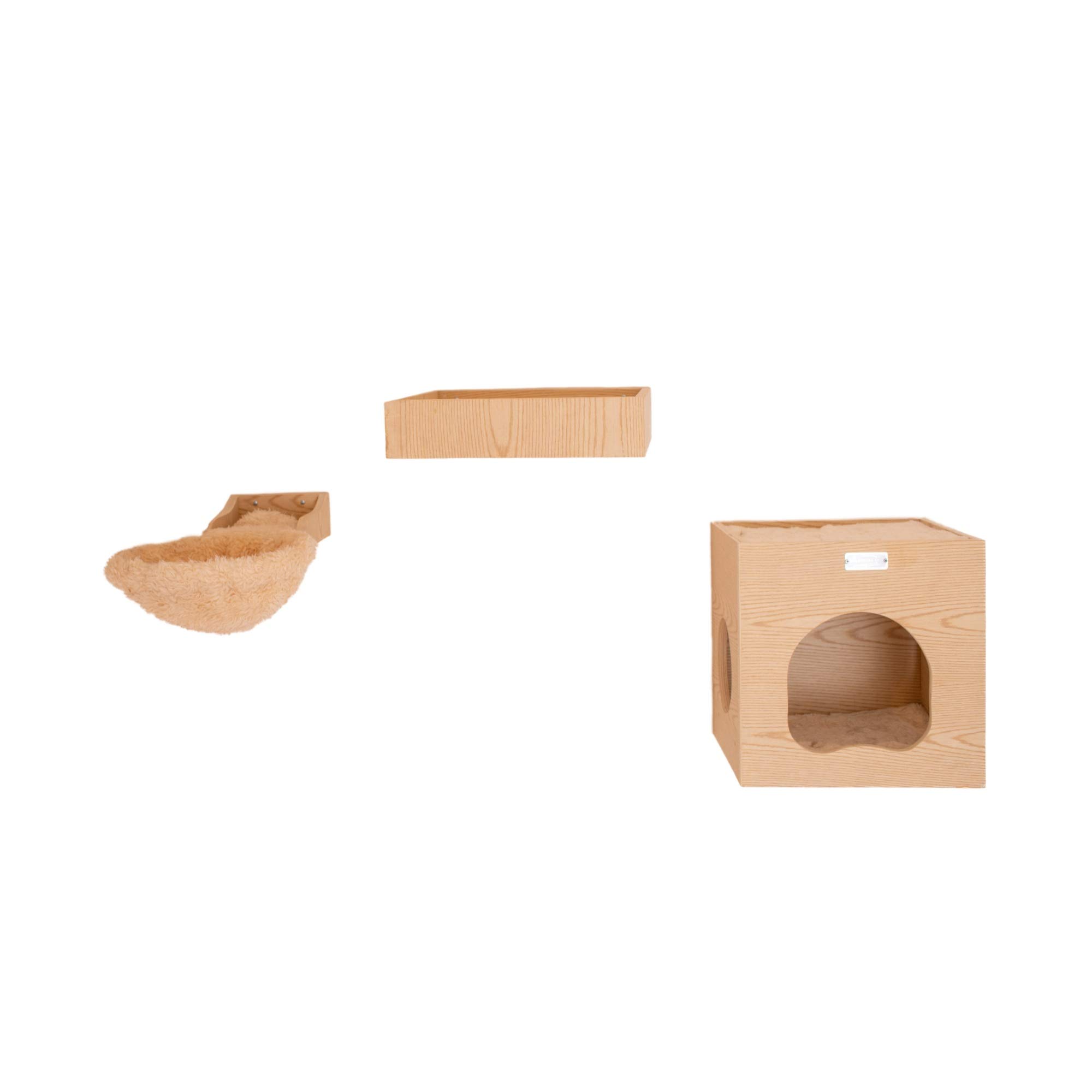 Armarkat cat Wall Scratch Series: Tree W1907B with condo Perch and Soft Perch Natural Beige