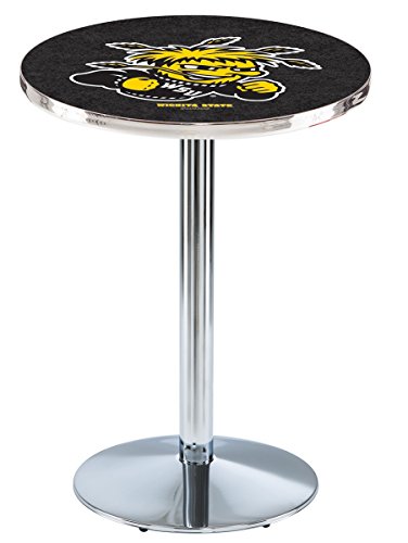 Holland Bar Stool co. L214-36 chrome Wichita State Pub Table with 36 Dia. top