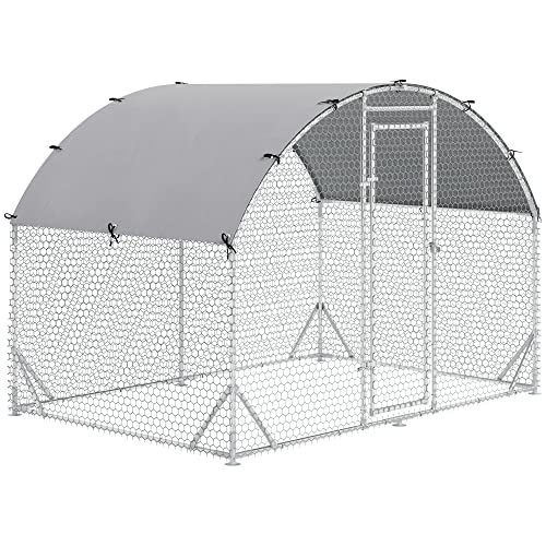 PawHut galvanized Large Metal chicken coop cage Walk-in Enclosure Poultry Hen Run House Playpen Rabbit Hutch with cover for Outd