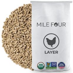 Mile Four Layer Organic chicken Feed 100% US grown grains certified Organic certified Non-gMO corn-Free Soy-Free Non-Medicated c