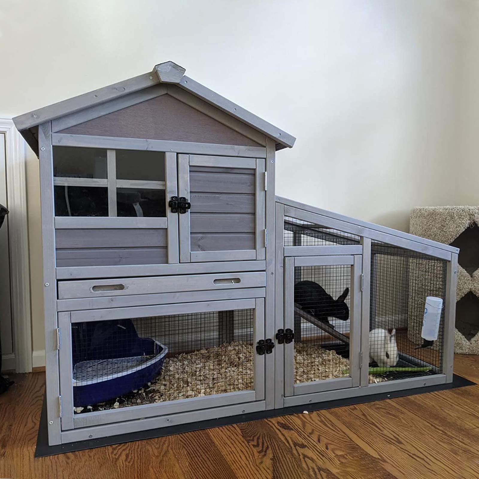 gutinneen Rabbit House Indoor Outdoor Rabbit Hutch with Ventilation DoorWooden Bunny cage with No LeakageTray Removable Bottom W