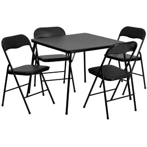 StarSun Depot 5 Piece Black Folding card Table and chair Set 335 W x 335 D x 2775 H