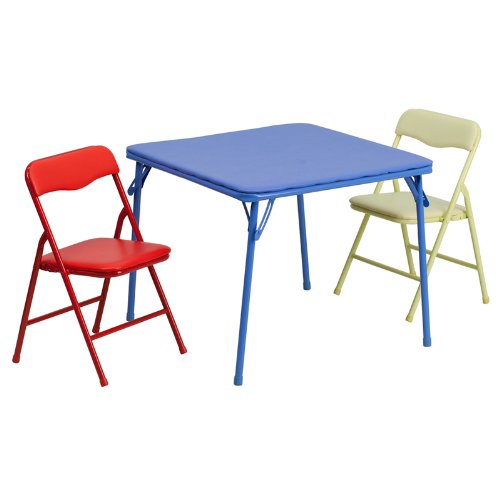 Starsun Depot Kids Colorful 3 Piece Folding Table And Chair Set 24" W X 24" D X 20.25" H