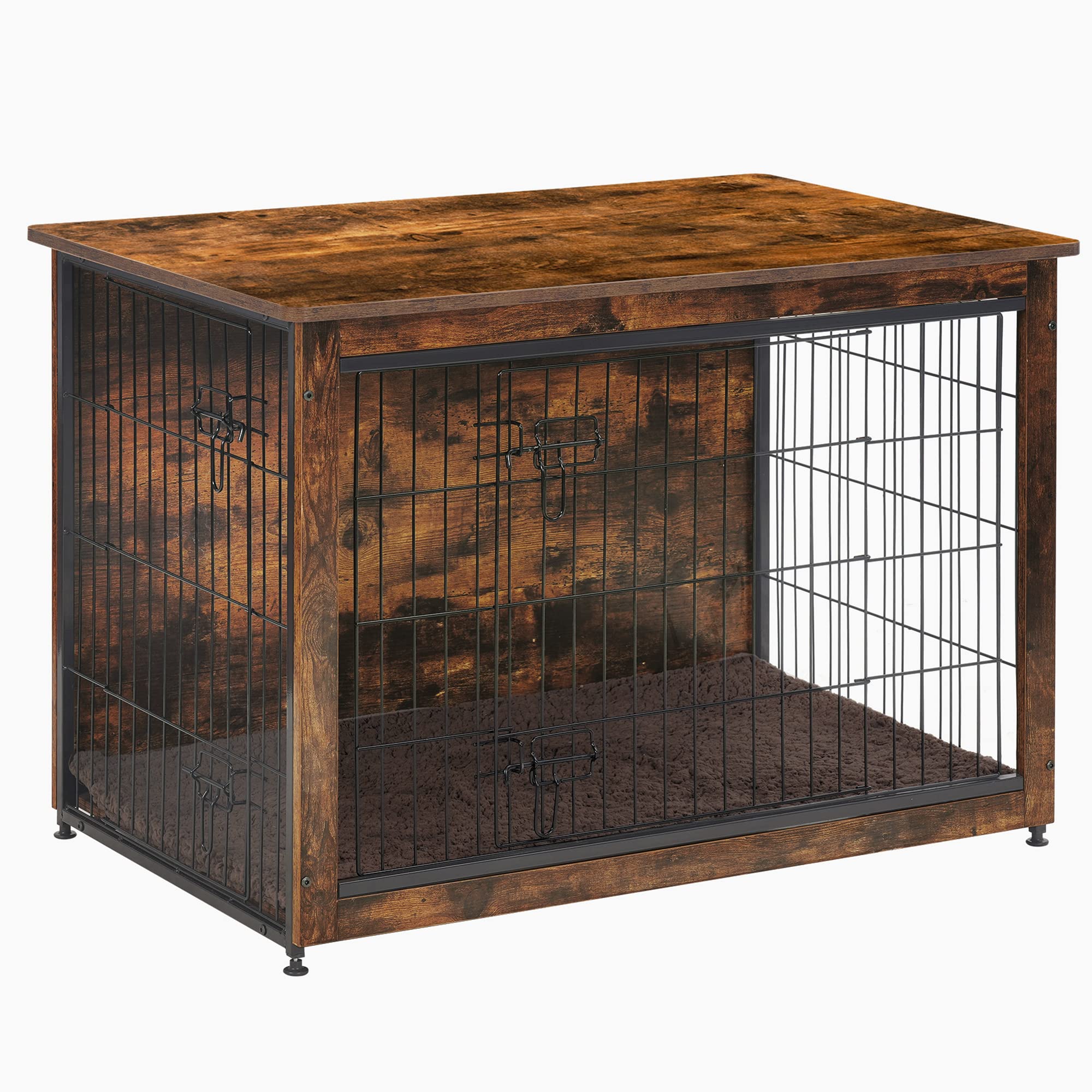 DWANTON Dog crate Furniture with cushion Wooden Dog crate Table Double-Doors Dog Furniture Indoor Dog Kennel Dog House Dog cage 