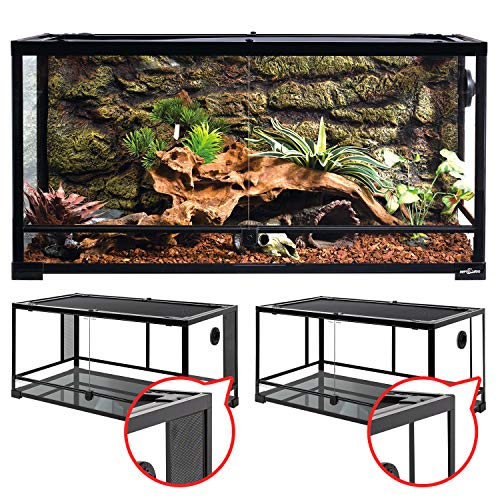 REPTI ZOO 50 gallon Reptile glass Tank Terrarium 2 in 1 Side Meshes and Side glasses Double Hinge Door with Screen Ventilation T