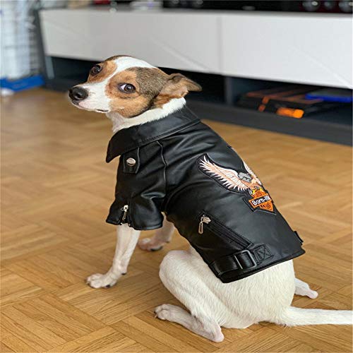 The PetOne Soft Puppy PU Leather Jacket Waterproof coat Winter Warm clothes for Pet Dog cat (XX-Large Black)