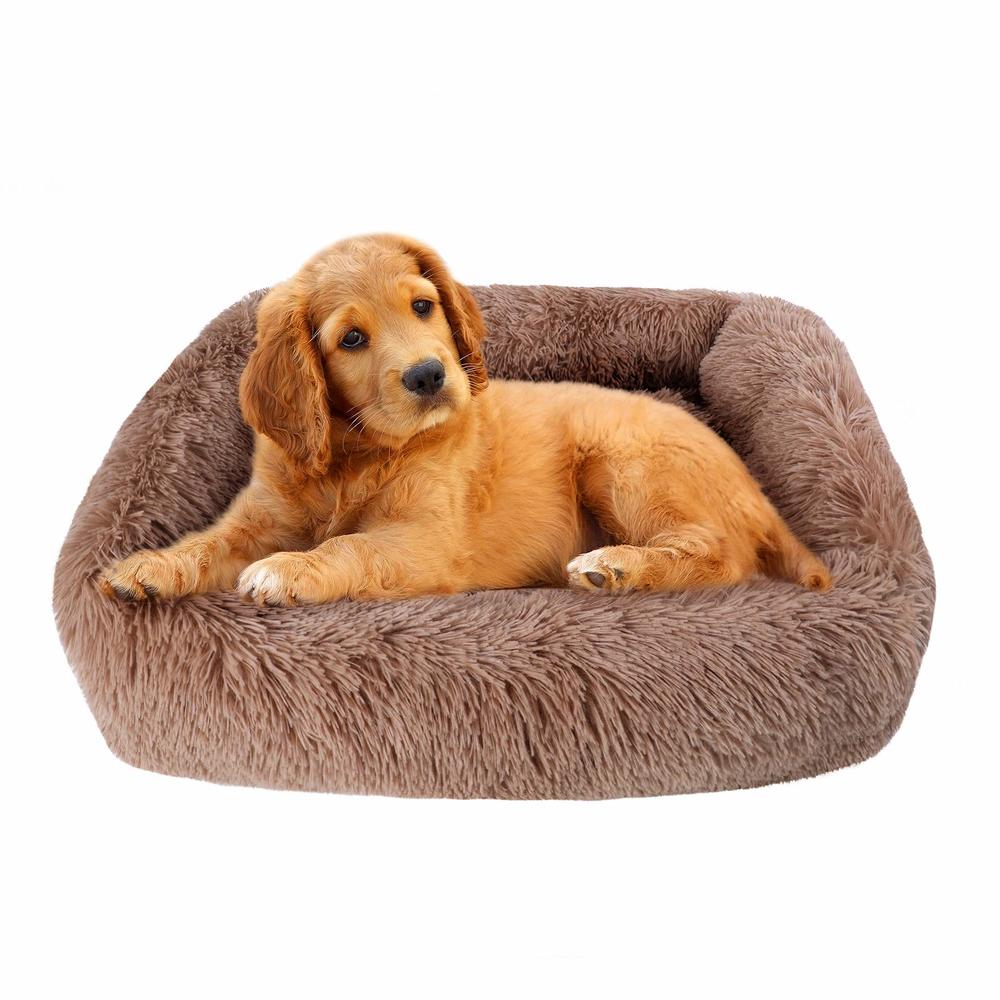 Lucky Monet Dog Beds for Medium Dogs 26 x 22, Fluffy calming Dog cat Bed Washable Dog Beds with Sides Soft Dog crate Bed for Sle