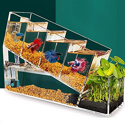 chestnut-YX Betta Fish Tank Aquarium Kit Acrylic Material Mini Desktop Small Fish Tank Betta Falls Aquarium Kit with Water Pump 
