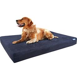 Dogbed4less XL Orthopedic gel Infused cooling Memory Foam Dog Bed for Medium to Large Pet Waterproof Liner and Suede Espresso Ex
