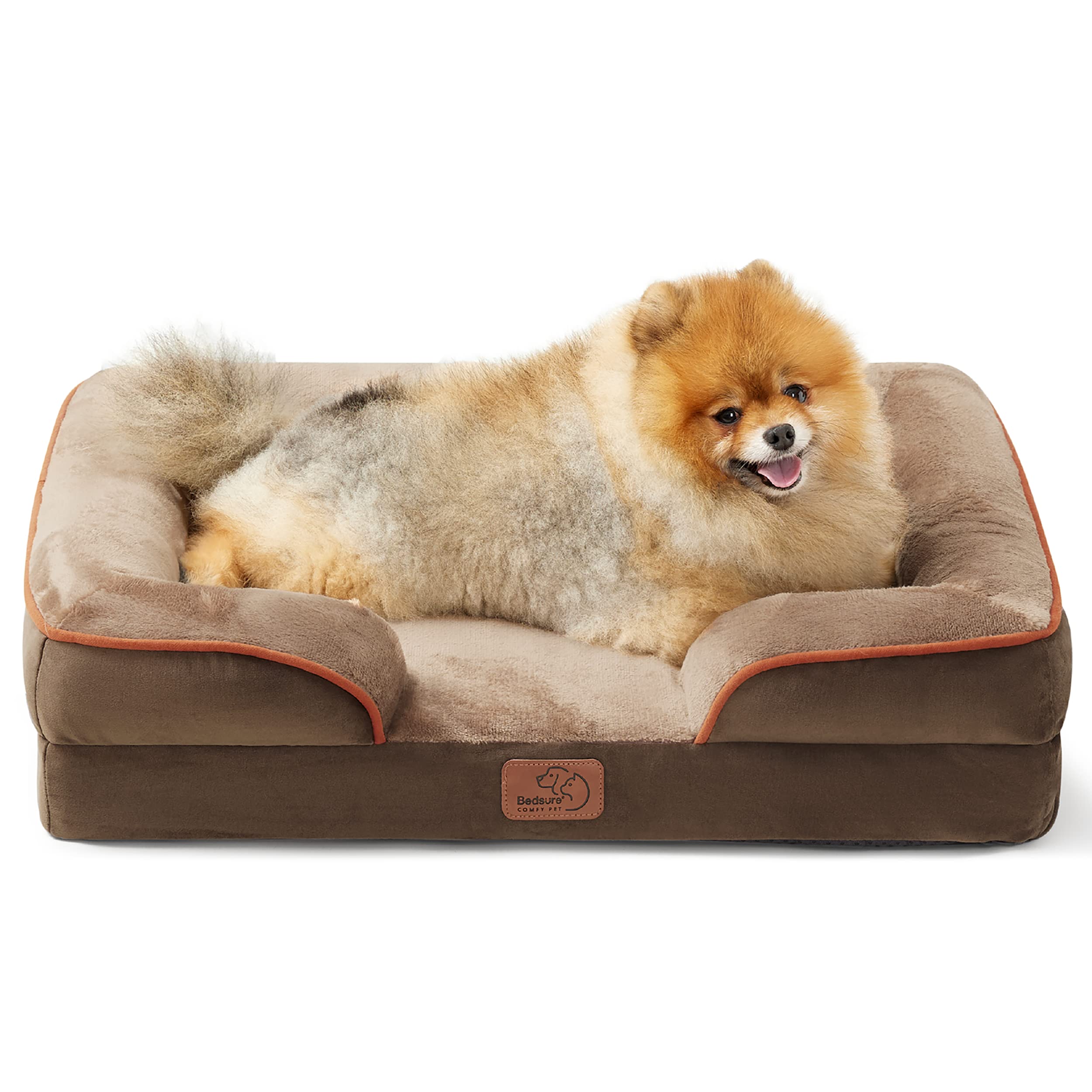 BEDSURE Small Orthopedic Dog Bed Bolster Dog Beds for Small Dogs - Foam Sofa with Removable Washable cover Waterproof Lining and