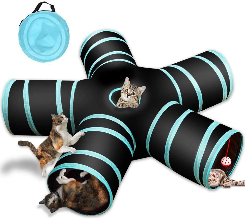 Yami cat Tunnel Toy 5 Way collapsible cat Playhouse Pet Play Tunnel Tube with Storage Bag for cats Puppy Rabbits Ferret guinea Pig In