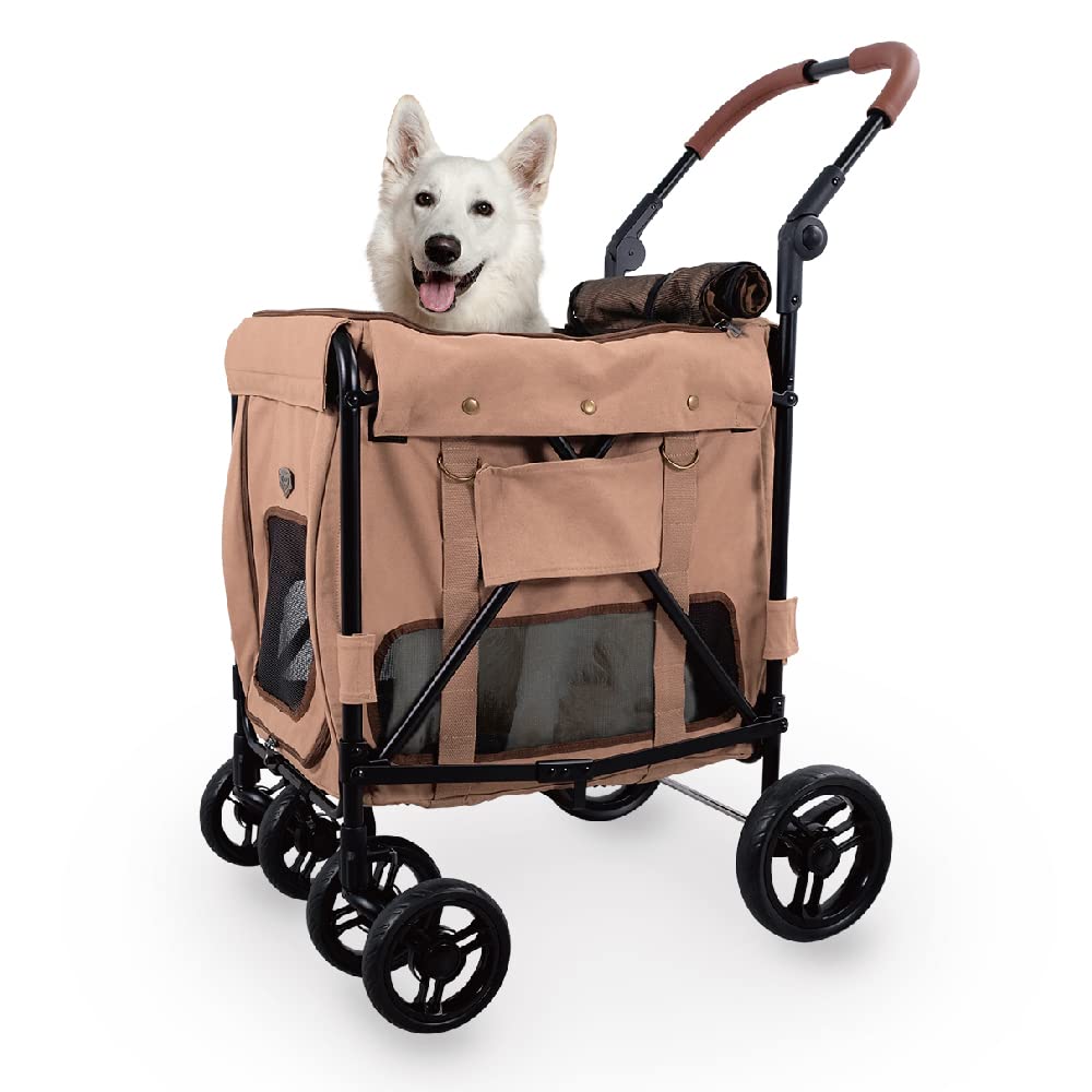 Ibiyaya Pet Stroller for Large Dogs Medium Dogs cats - Heavy-Duty Dog Stroller with Top and Front Entry - Durable cat Stroller w