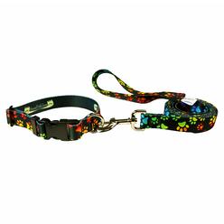 Moose Racing Dog Leash Set - Patterned Dog collar Set Matching Dog collar and Lead Made in The USA - 34 Inch Wide Adjusts to 11.5-17.5 Inches