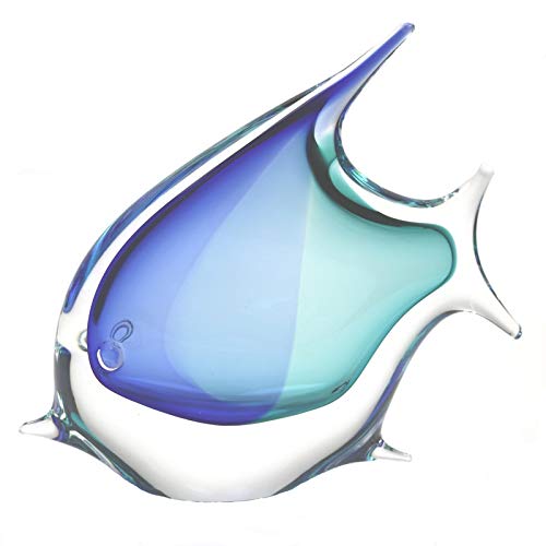 Murano Art Collectio Murano glass Design crystal Tropical Fish Aqua Blue 6 Ht. 6.5 Length