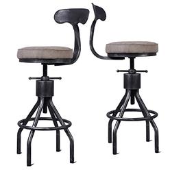BOKKOLIK Industrial Bar Stools Set of 2 Swivel Pu Leather Seat Kitchen Island Dining chairs Office guest Stool counter Bar Height Adjusta