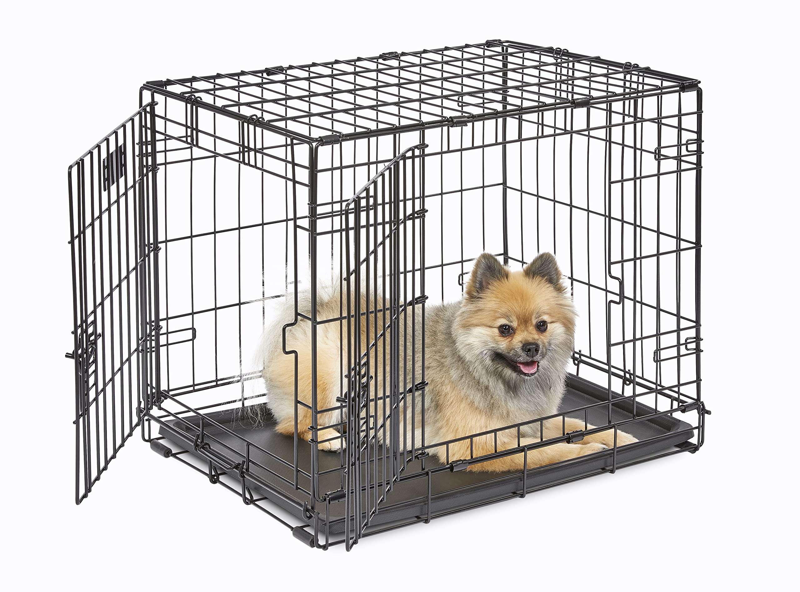 MidWest Homes for Pets Newly Enhanced Single & Double Door icrate Dog crate Includes Leak-Proof Pan Floor Protecting Feet Divide