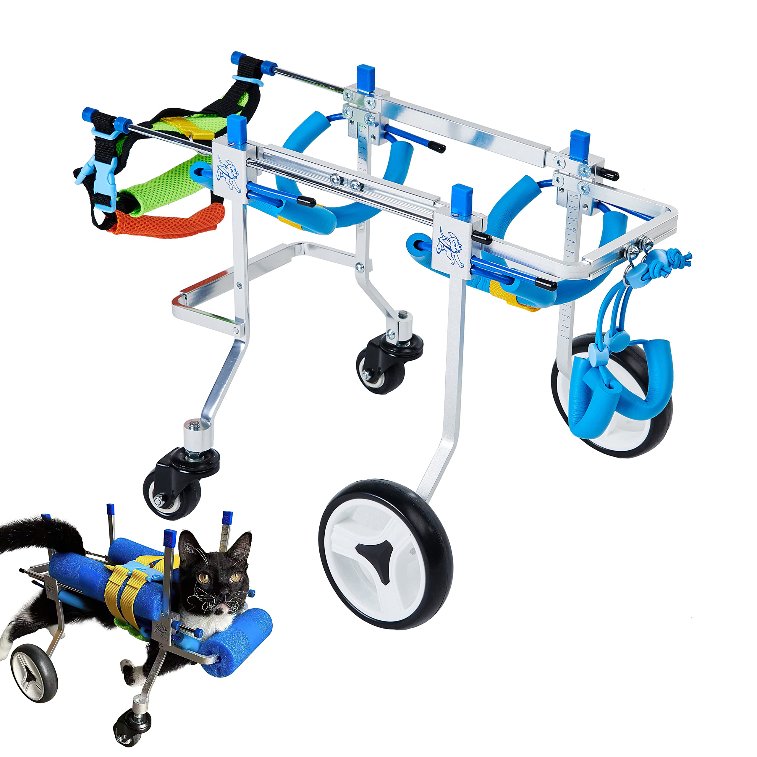 HobeyHove Adjustable 4-Wheel Dog cartWheelchair Animal Exercise Wheelsfor PetDoggie Wheelchairs with Disabled Hind Legs Walking(