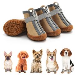 JZXOIVA Dog Booties Waterproof Dog Hiking Shoes Dog Boot for Small Size Dogs Puppy Shoes for Hot Pavement Winter Snow 4PcS