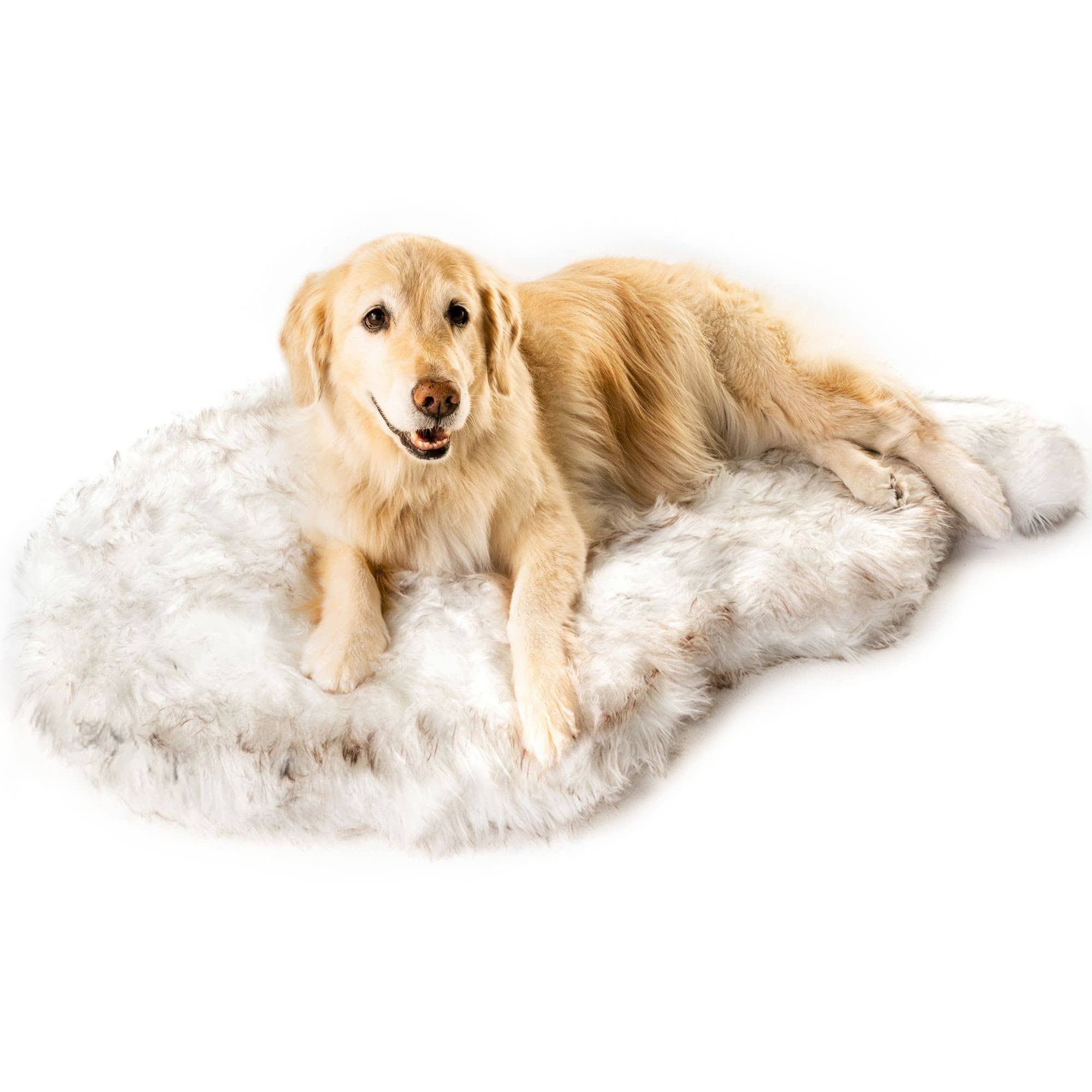 PAW BRANDS Puprug Faux Fur Memory Foam Orthopedic Dog Bed Premium Memory Foam Base Ultra-Soft Faux Fur cover Modern and Attractive Design (