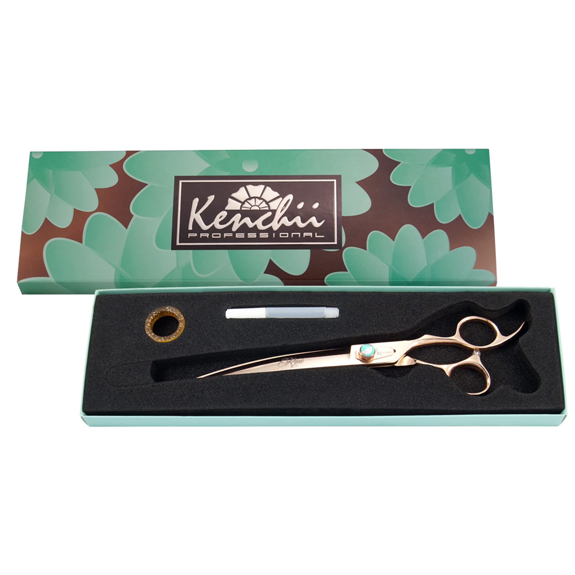 Kenchii Dog grooming Scissors 8 Inch Shears curved Scissors for Dog grooming Rose collection Dog Shears Pet grooming Accessories
