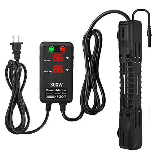 SZELAM Submersible Aquarium Heater300W Fish Tank Heater with Intelligent Temperature Probe and 2 Suction cupsSuitable for Marine
