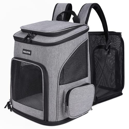 HALOVIE Pet carrier Backpack Expandable for cats Dogs Under 18 LB Breathable Mesh cat Backpack carrier Bag Foldable Dog Backpack