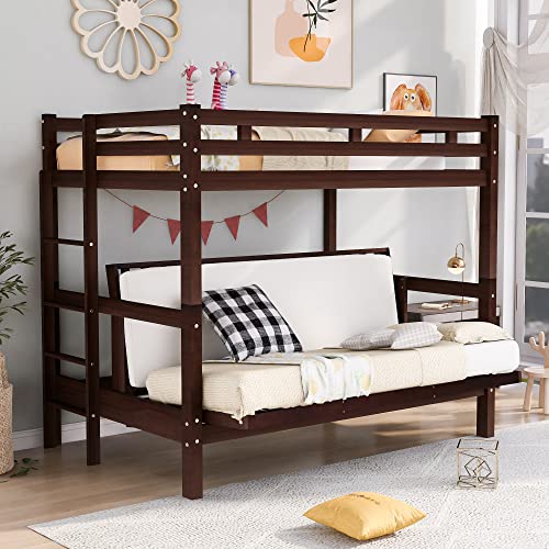 Bellemave Twin Over Full Bunk Bed Wood Twin Over Futon Bunk Beds converted Bunk beds for Kids Teens Adults Espresso