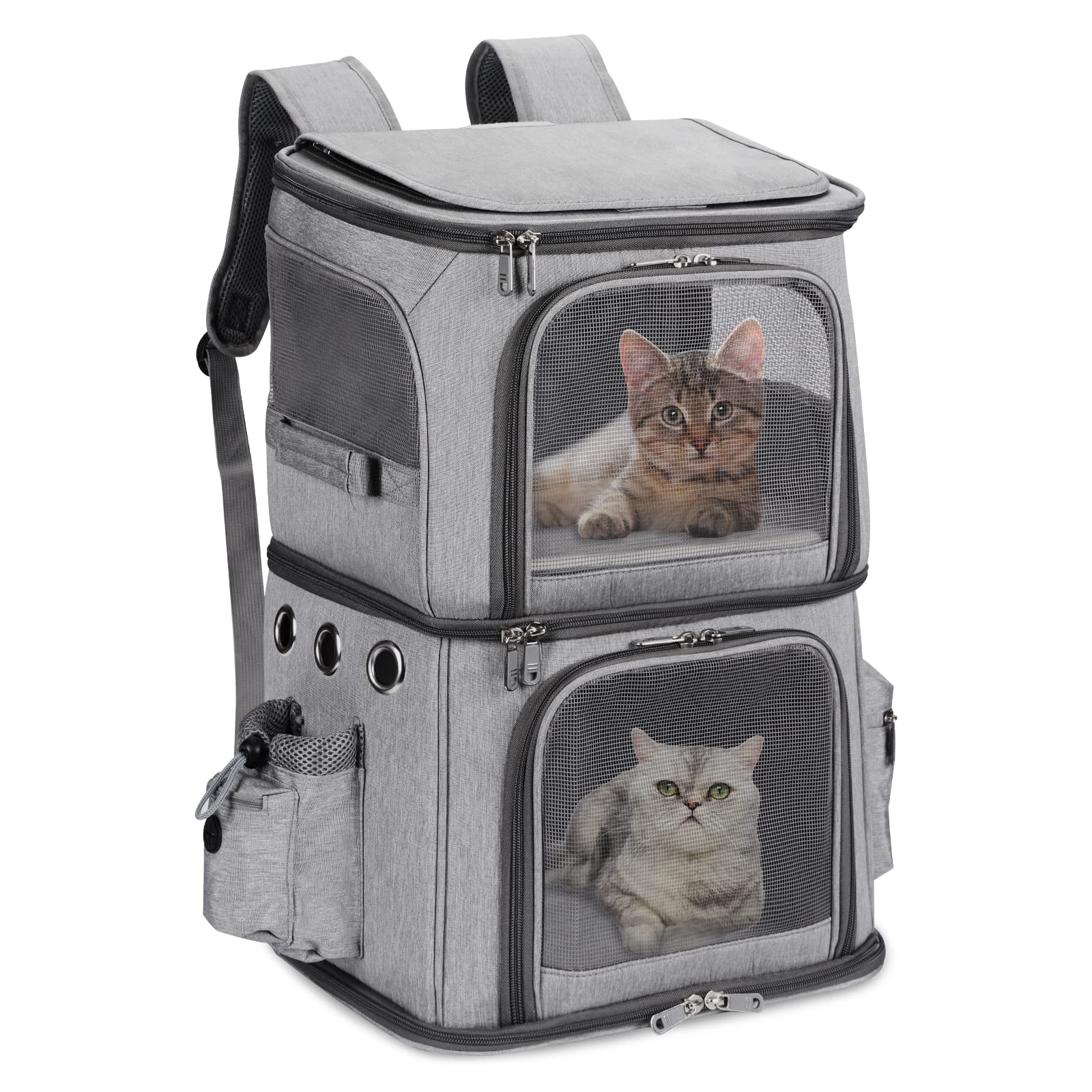 HOVONO Double-compartment Pet carrier Backpack for Small cats and Dogs, cat Travel carrier for 2 cats, Perfect for TravelingHiki
