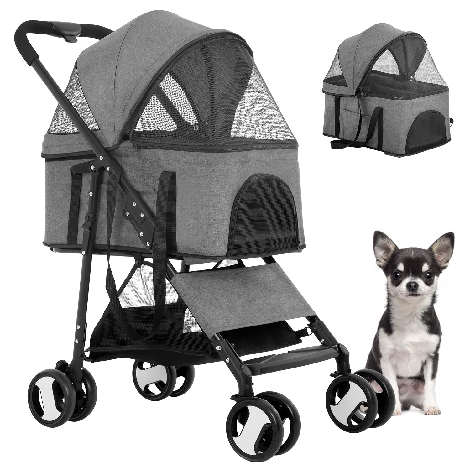BestPet Pet Stroller Premium 3-in-1 Multifunction Dog cat Jogger Stroller for Medium Small Dogs cats Folding Lightweight Travel 