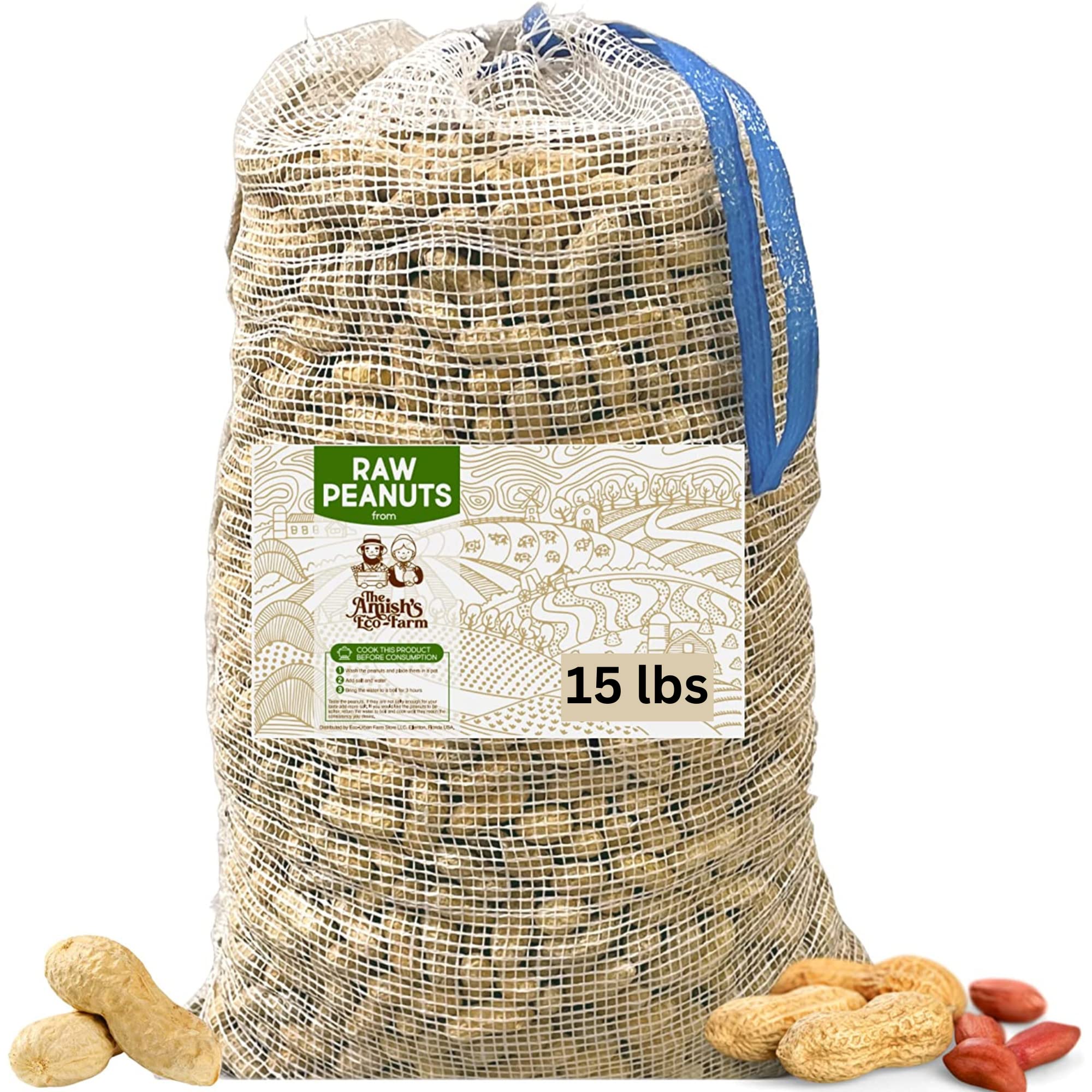 THE AMISH EcO-FARM Raw Peanuts in Shell Fancy 15 lbs. (great for Boiling Squirrels and Birds)