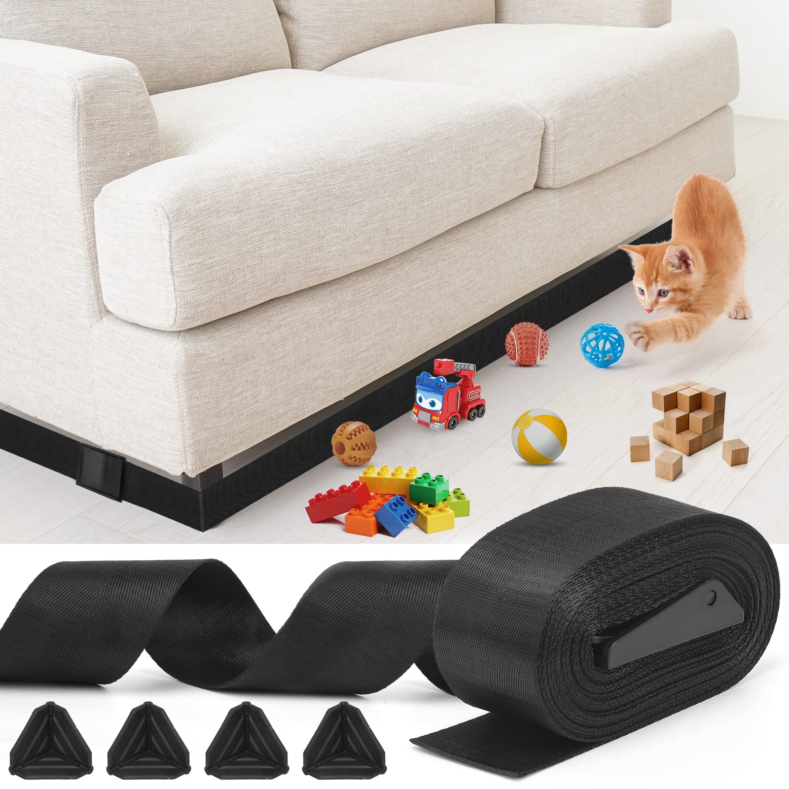 PENXUA Toy Blocker for Under couch, Under Bed Blocker for Pets,Adjustable  gap Bumper,Stop Things Sliding Under Sofa or Furniture,compat
