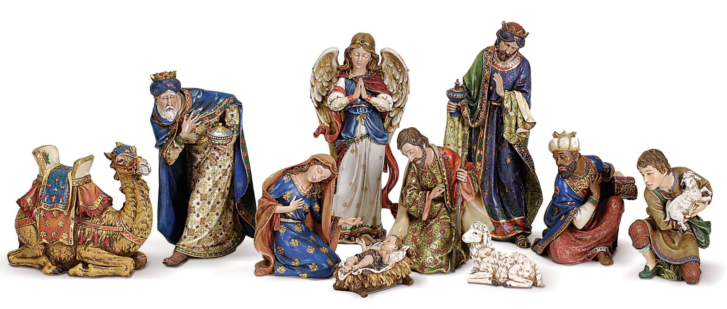 Joseph\'s Studio Josephs Studio by Roman - 10-Piece Nativity Set, Includes Holy Family, Three Kings, Angel, Shepherd, Sheep and camel, 4 - 19 H, 