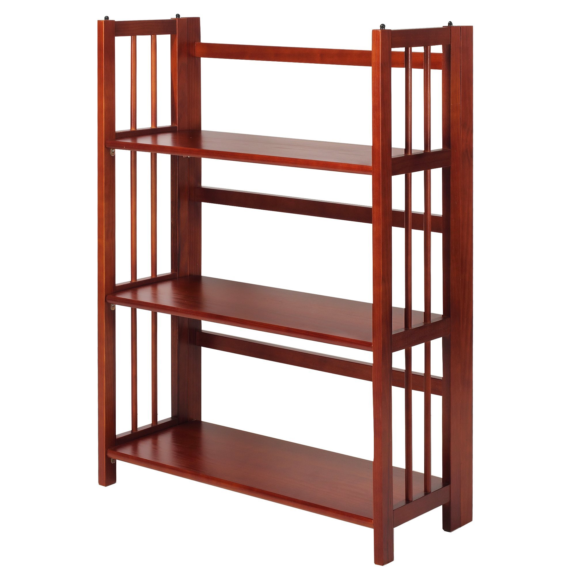 casual Home 3-Shelf 27.5 Wide Folding Stackable Bookcase, Mahogany (New)