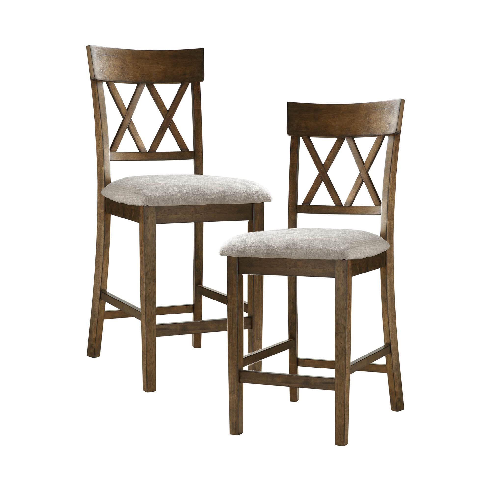 Offex Set of 2 Wood Counter Height Dining Chair with Double Cross Back - Light Oak