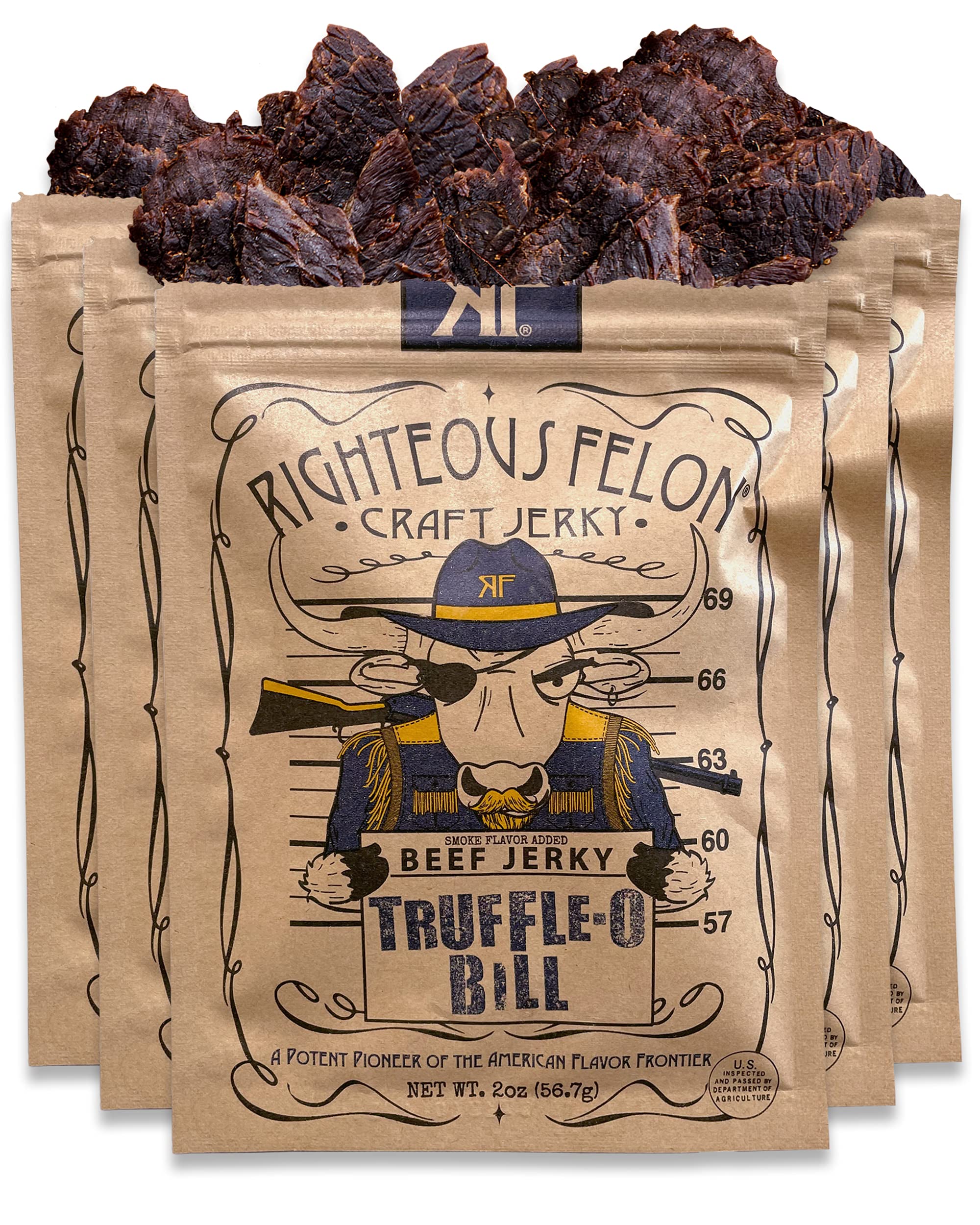 Righteous Felon Beef Jerky - Truffle-O-Soldier Flavor - All-Natural Jerky - Locally Sourced & Dried Beef Jerky - Low-Sugar High-