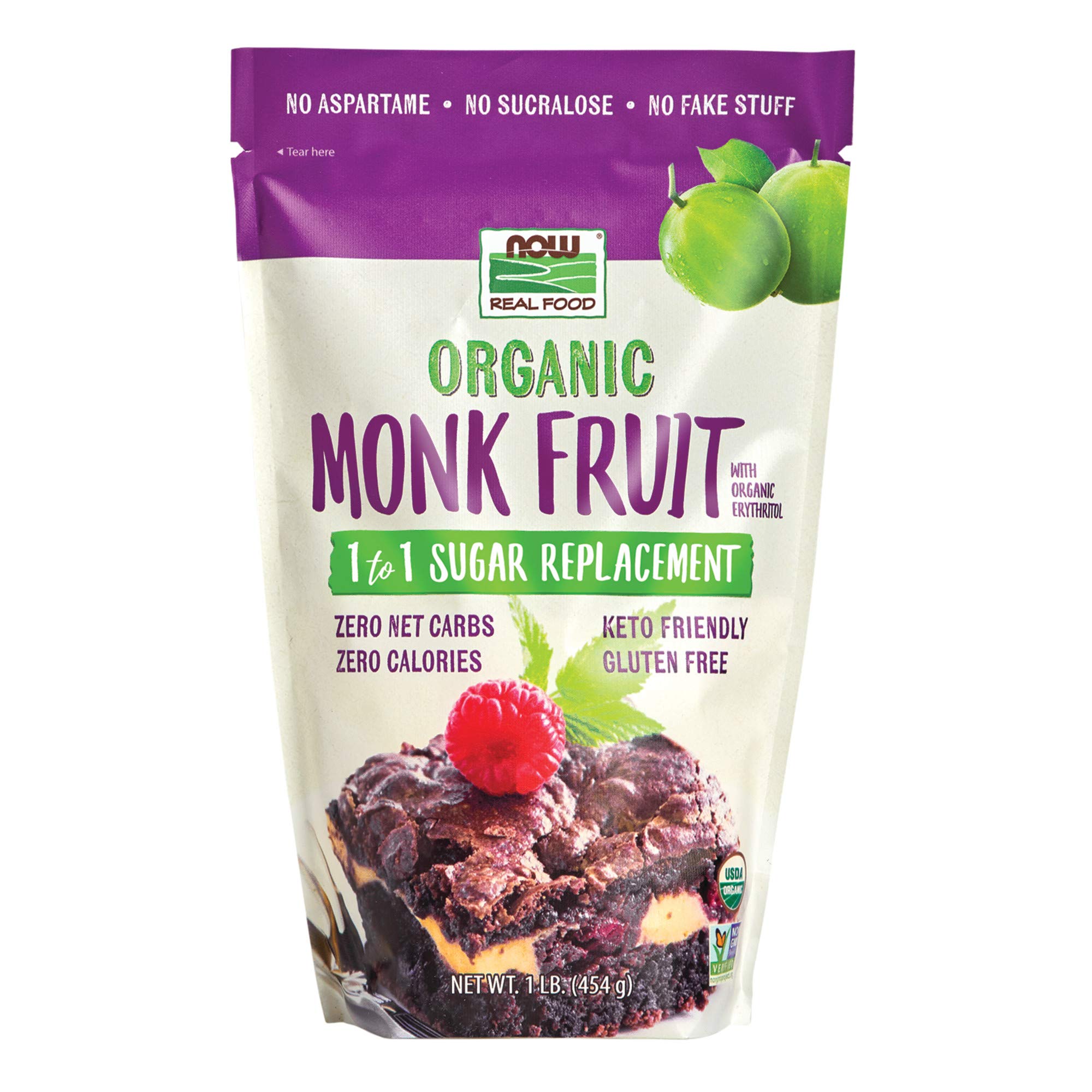 Now NOW Foods Organic Monk Fruit With Erythritol Powder 1 to 1 Sugar
