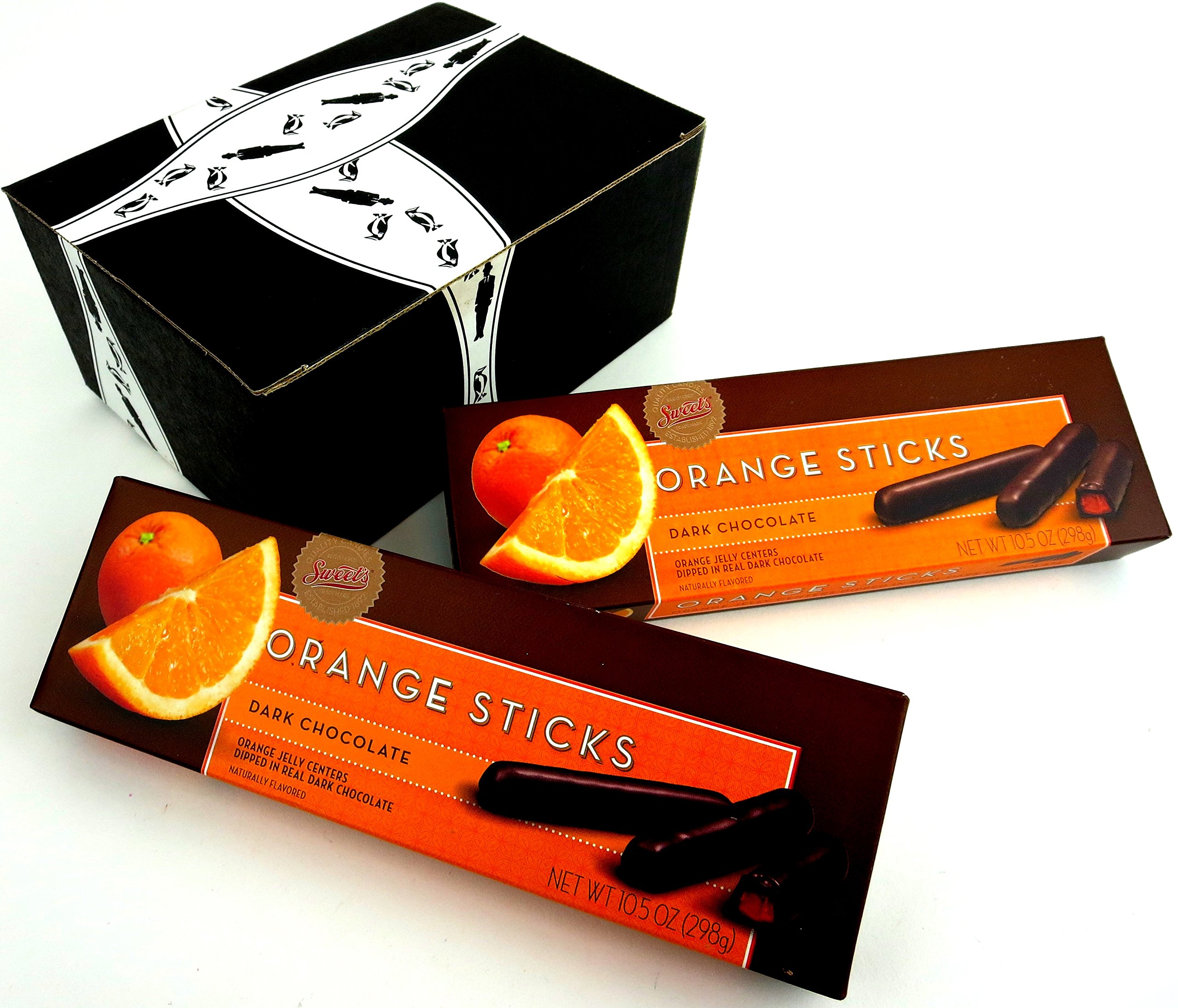 Black Tie Mercantile Sweets Dark chocolate Orange Sticks 10.5 oz Packages in a BlackTie Box (Pack of 2)