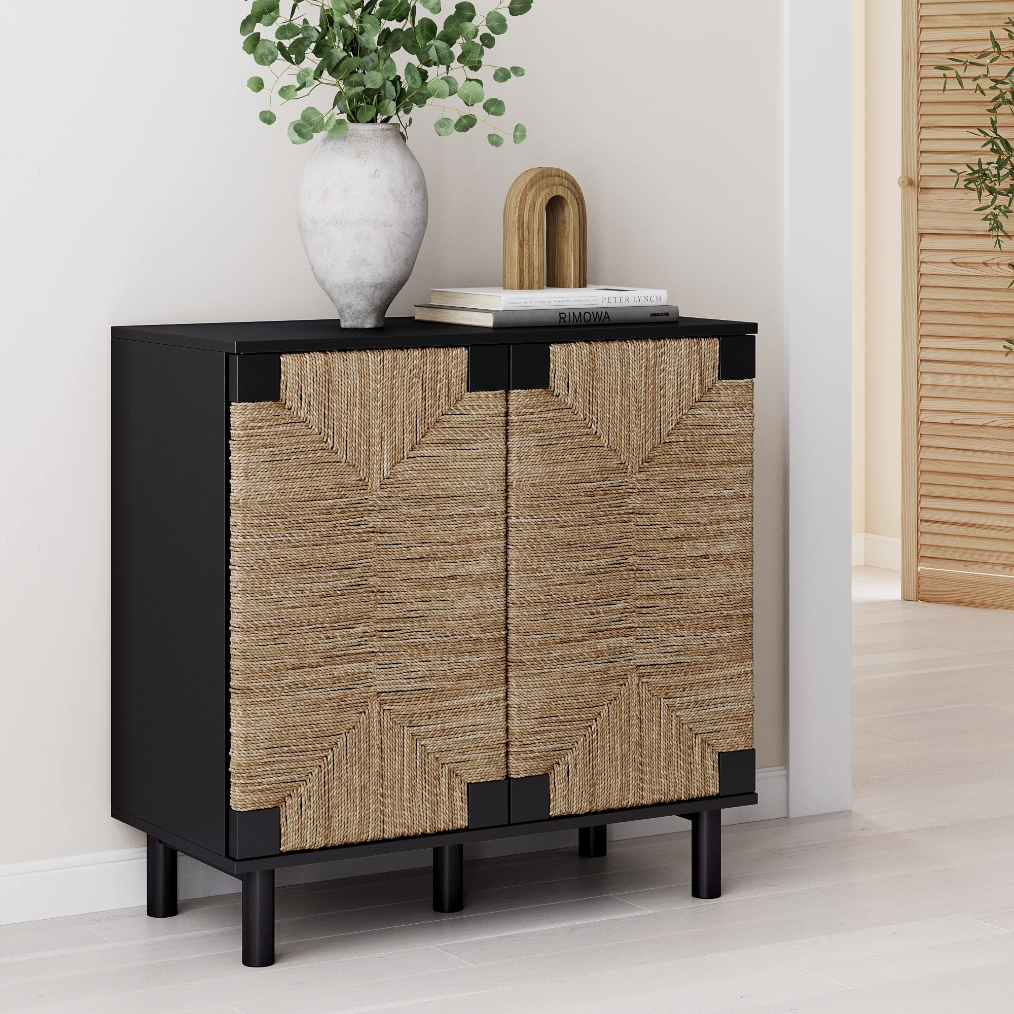 Nathan James Sideboard Buffet Modern Storage, Free Standing Accent Cabinet For Hallway, Entryway Or Living Room, 1, Black