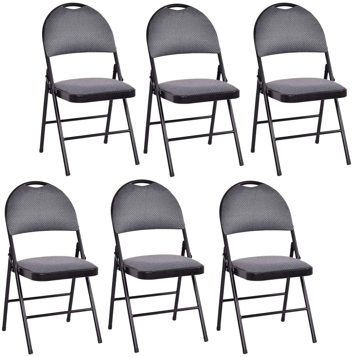 Nightcore Set of 6 Folding chairs, Upholstered chair Set, Double Hinged Lounge chair with cushioned Seat, Armless chairs, Portab