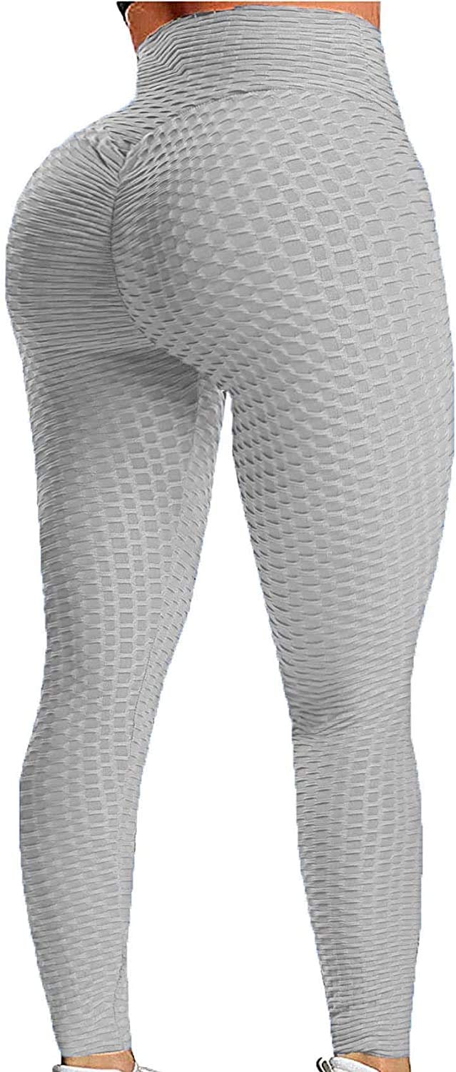 SeaSum SEASUM Womens High Waist Yoga Pants Tummy control Slimming Booty  Leggings Workout Running Butt Lift Tights XL A-grey