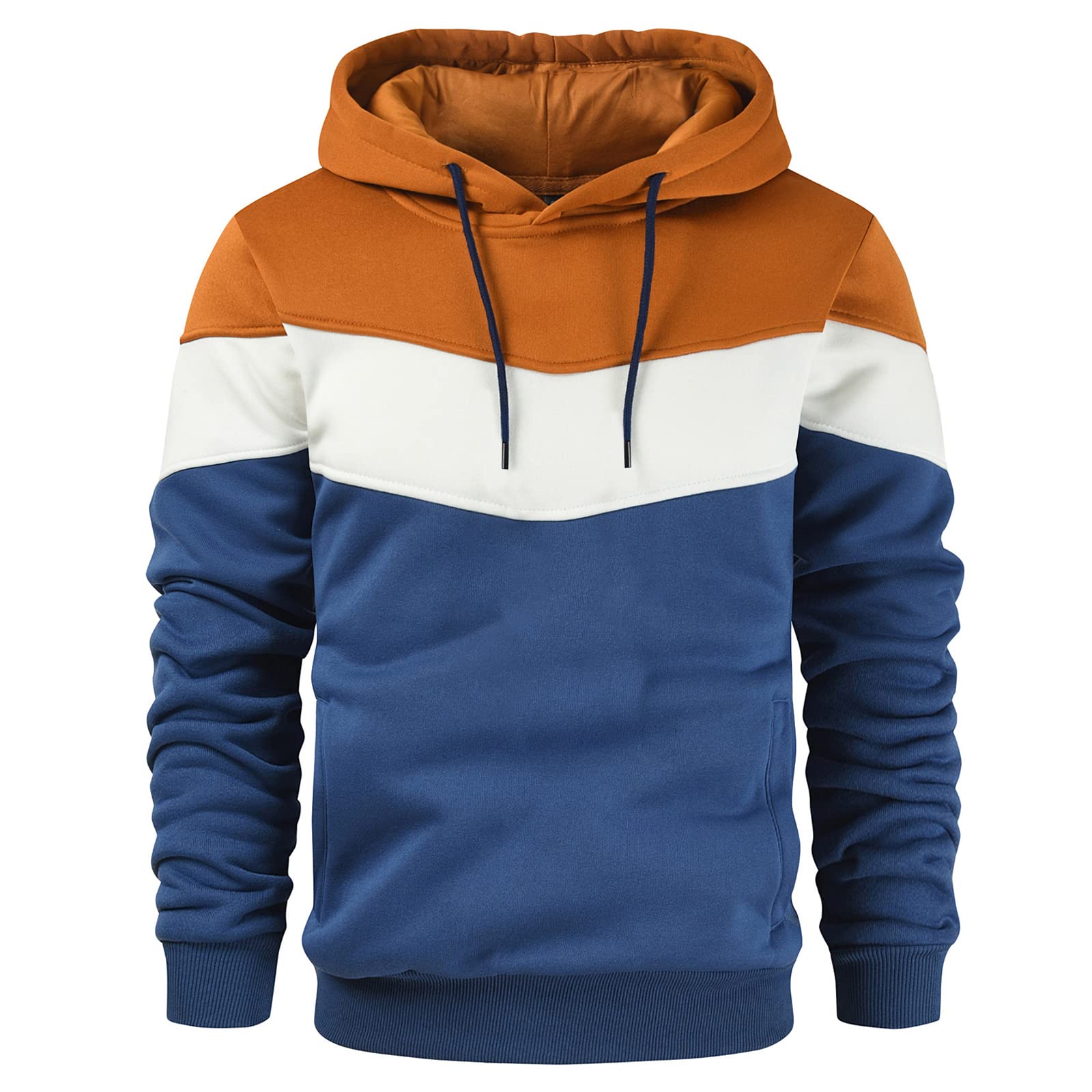 gesean Mens Workout gym Hooded Top Long Sleeve Fashion sweatshirts Brown  XX-Large